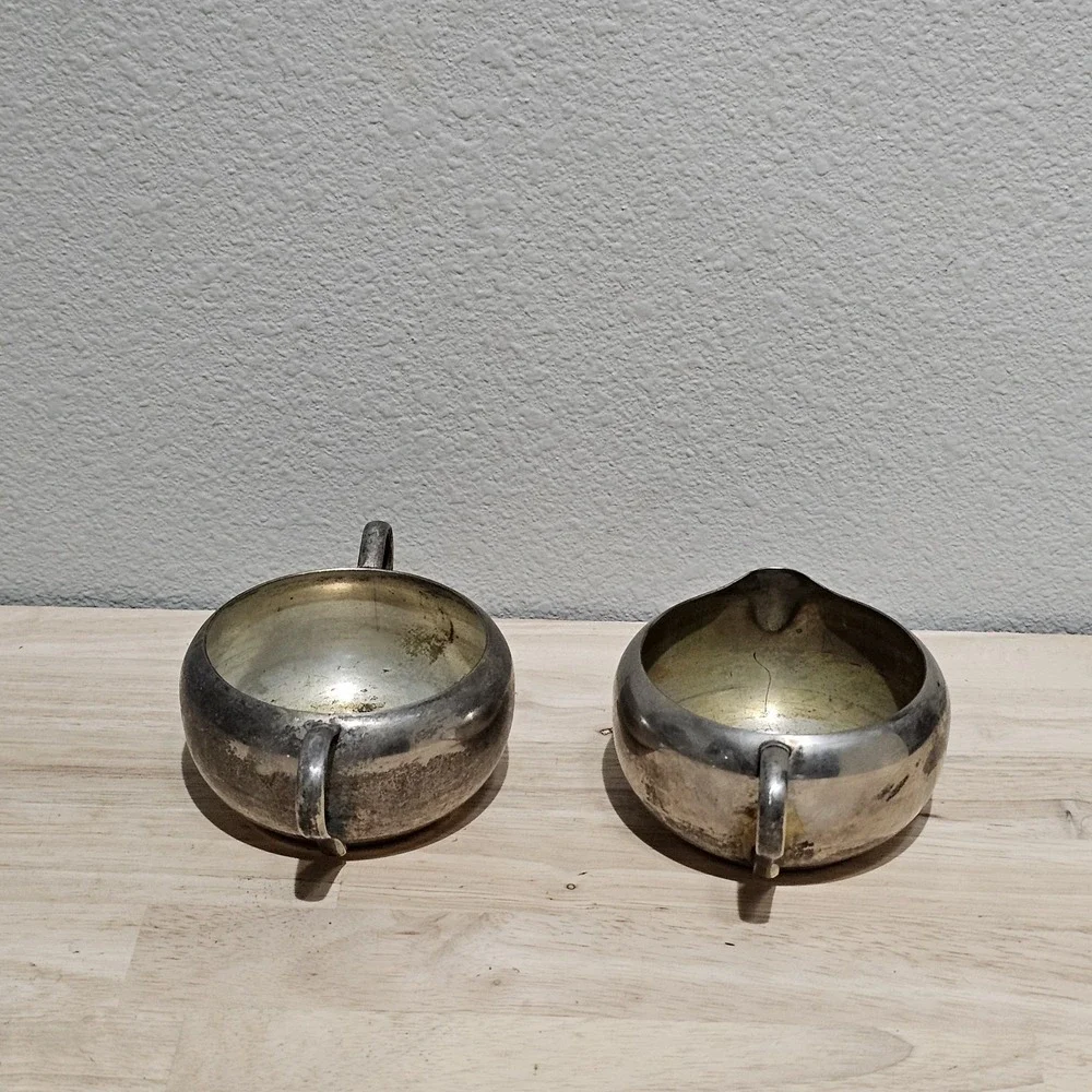 Antique Silver Tone Sugar And Creamer Set